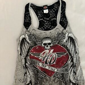 Women’s lacy Harley Davidson grey tank top